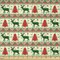 Ambesonne Nordic Fabric by The Yard, Pixel Art Inspirations Christmas Ornamental December Reindeers Vintage, Decorative Satin Fabric for Home Textiles and Crafts, 1 Yards, Emerald Beige Scarlet